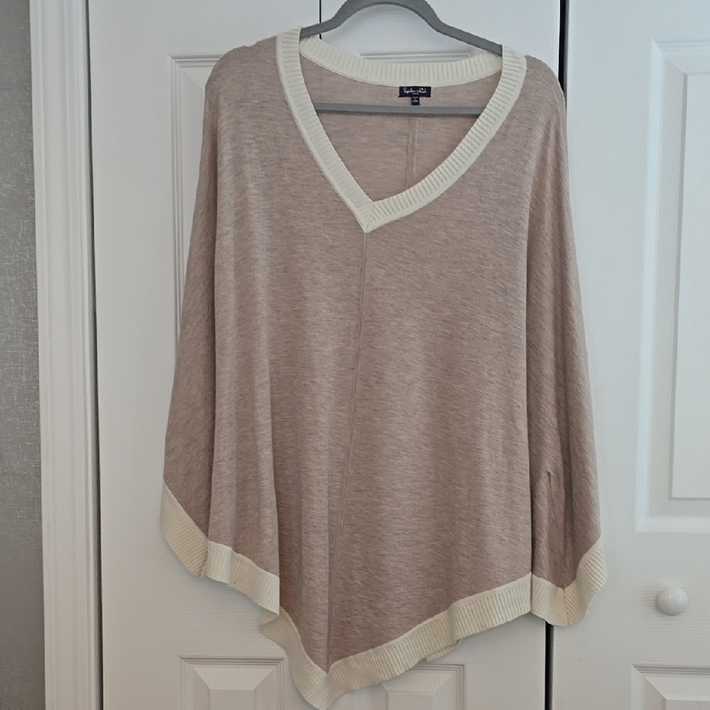 Lauren Ralph Lauren Tan and Cream Poncho Sweater